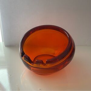 Viking MCM Persimmon Glass Atomic Sphere Orb Ashtray Cigar Barware